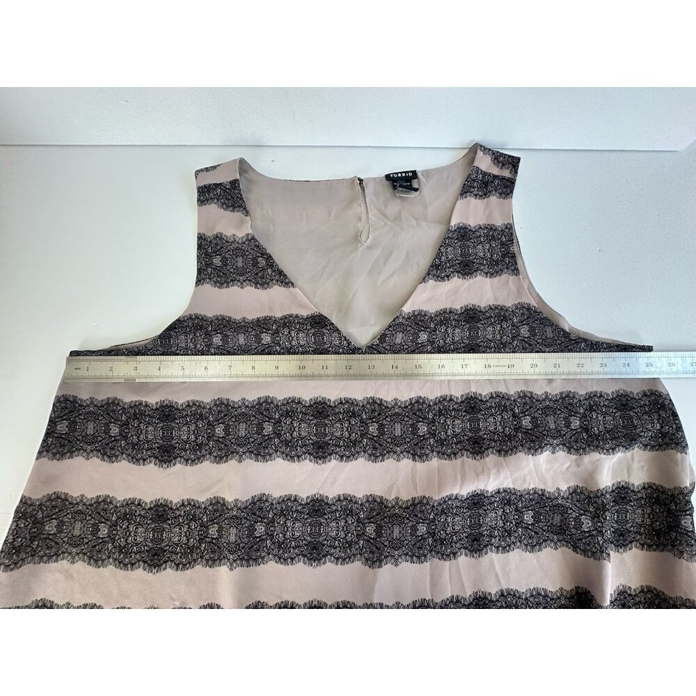 TORRID Tank Top 2X 18/20 Dusty Pink Black Lined Sleeveless Lace Print Comfy Flow - Picture 6 of 7